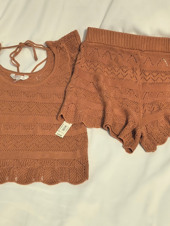 No Boundaries Pants - No Boundaries Mauve Knit 2-Piece Set Sleeveless Scoop Neck Top & Shorts Large
